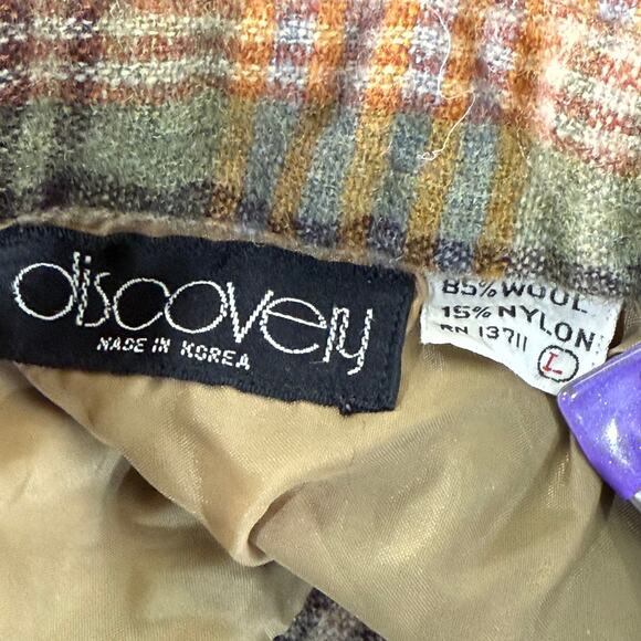 Vintage 70s 80s Plaid Wool Button Up Shirt Fairy Grunge Gorpcore Cottage M L - Picture 5 of 10